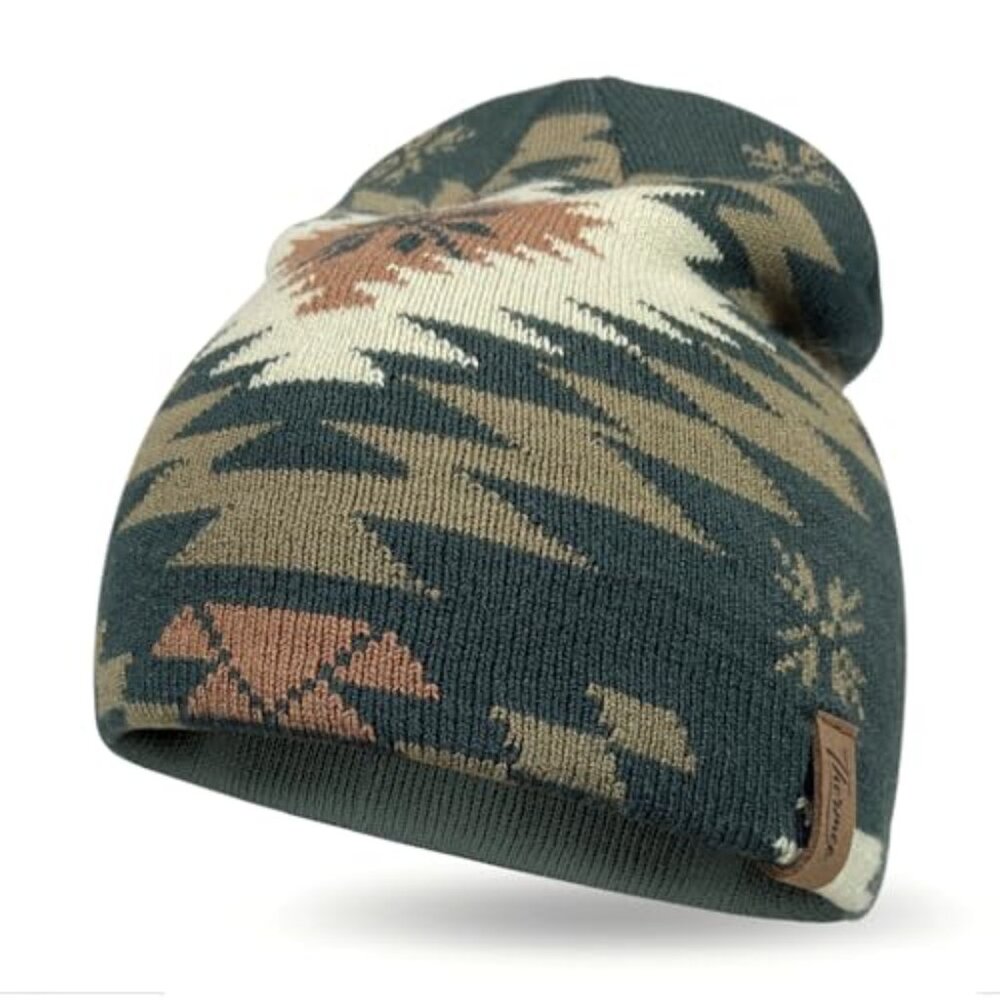 Winter Knit Beanie Geometric Pattern Stretch Skul… - image 2